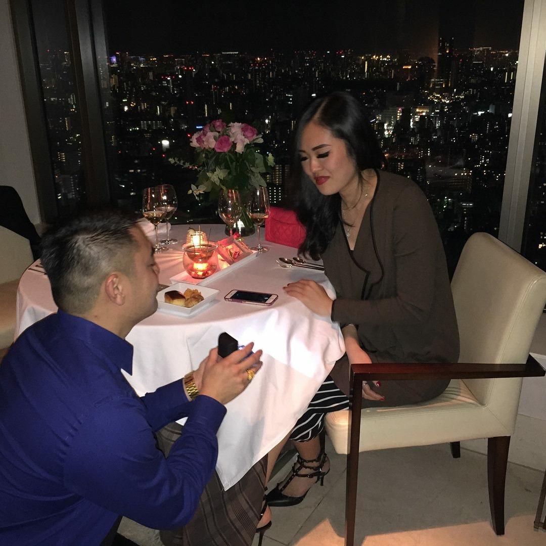 Proposal on 40th floor at Coucagno on 9/24/2017  (2 years anniversary) at our hotel Cerulean Tower in  Tokyo, Japan.