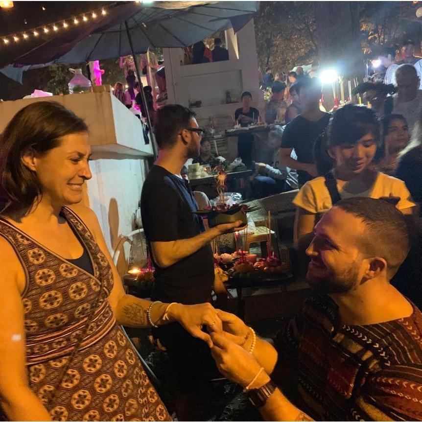Jimmy proprosed at the lantern festival in Chiang Mai, Thailand.