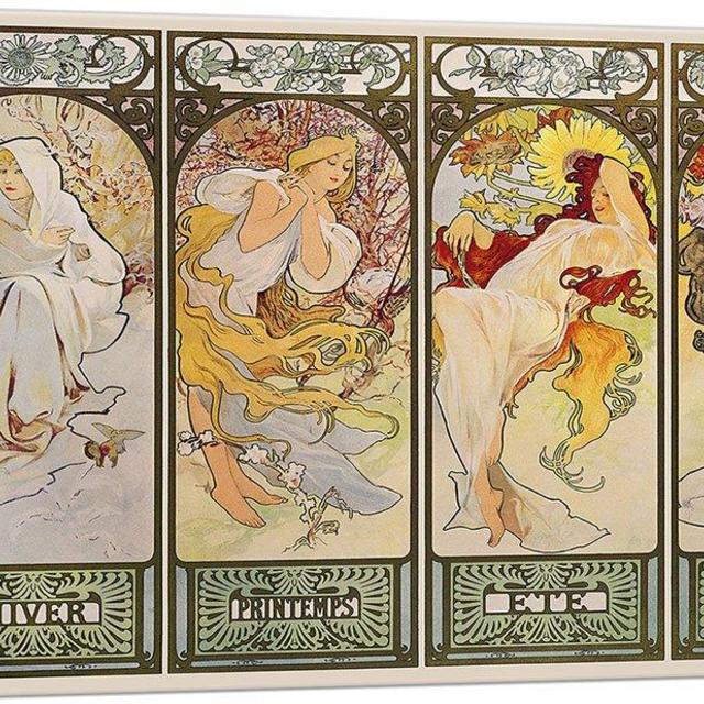ARTCANVAS The Seasons - Les Saisons Canvas Art Print Wall Decor by Alphonse Mucha - 26" x 18" (1.50" Deep)