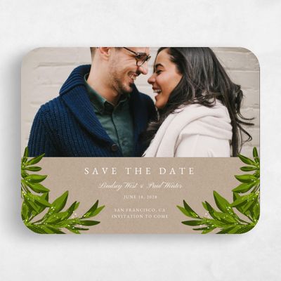 Brown Rounded Wedding Save the Date - Marietta Portrait