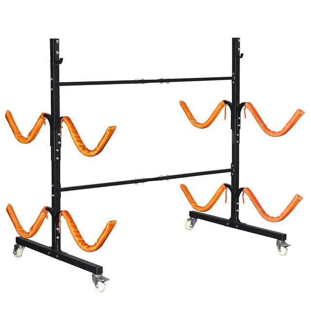 Neorexon Freestanding Kayak Storage Rack 2 Kayaks/4 Kayaks, Kayak Racks for Outdoor Storage with Movable Wheels, Kayak Stand Heavy Duty Storage Wide Adjustable for Kayak, Canoe, SUP and Surfboard