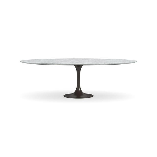 Tulip Oval Dining Table, 96" Carrara Marble, Bronze