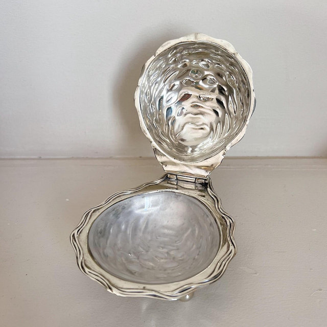 Vintage Silver Oyster Clam Shell Dish Caviar Butter Jam