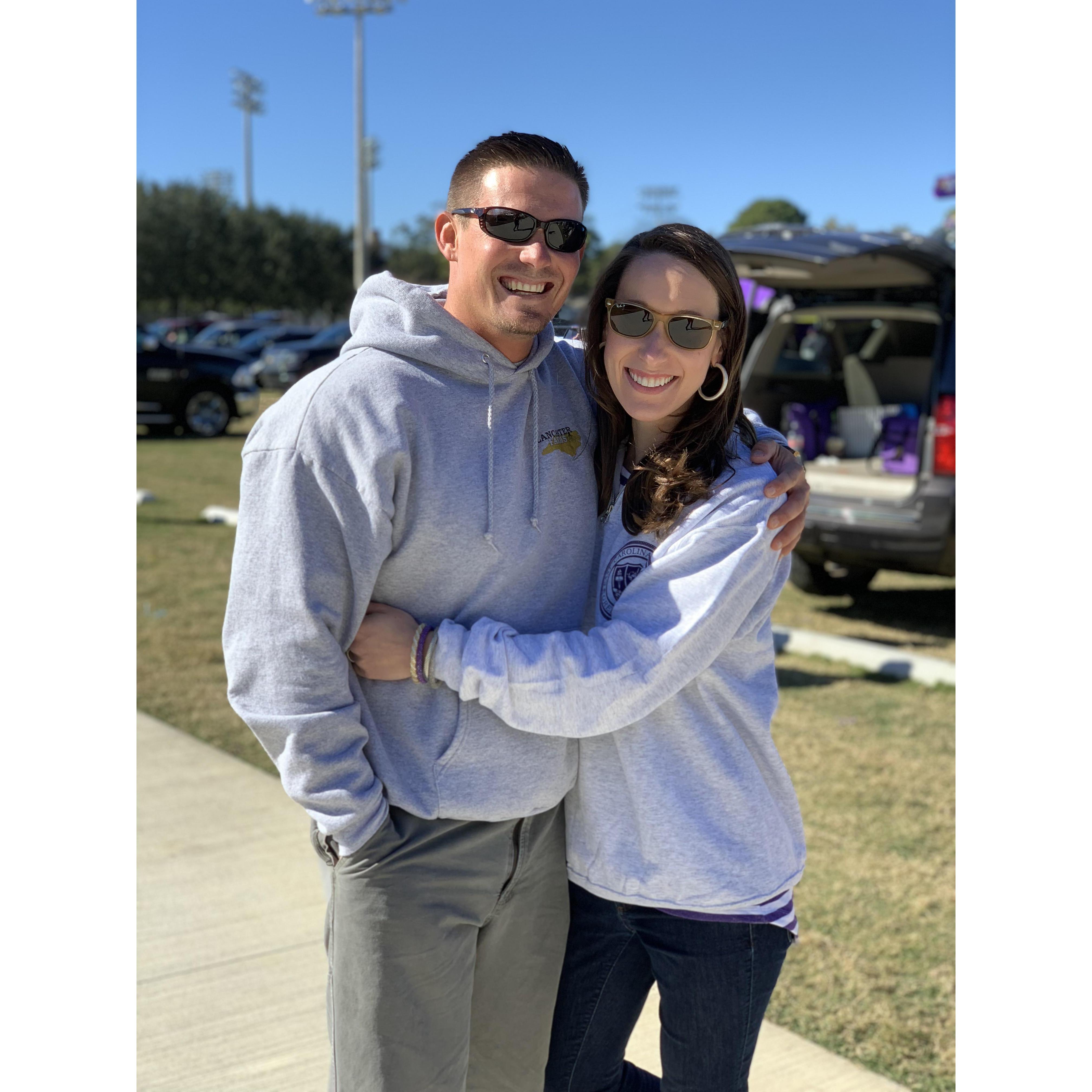 We met at Dowdy Ficklen stadium, home of the East Carolina Pirates through mutual friends! We love tailgating and this place will always have a special place in our hearts!