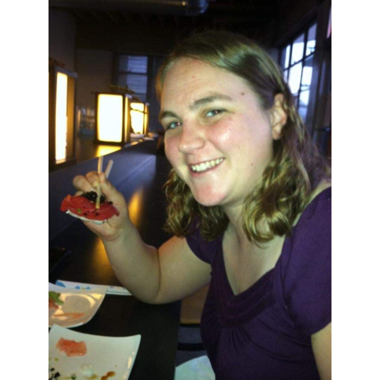 Our first date. Sushi