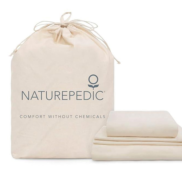 Naturepedic Organic Luxury Queen Sheet Set - 4 Piece Soft Sheets for Queen Size Bed - Comfy Breathable & Fitted Bed Sheet - 400 Thread Count Organic Cotton Sheet Set