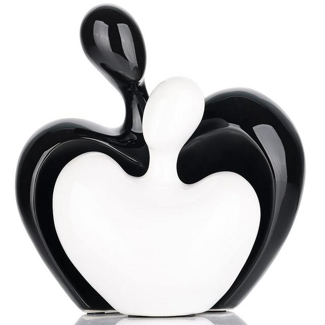 XMGZQ Black and White Statue,Couple Home Decor,Black and White Wedding Decor,Love Statue for Home Decor,Black Ceramic Home Decor Accents,Abstract Figurines for Bookself TV Stand Decor Hugging Couple