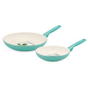 GreenPan Rio 8" and 10" Ceramic Non-Stick Cookware Set, Turquoise