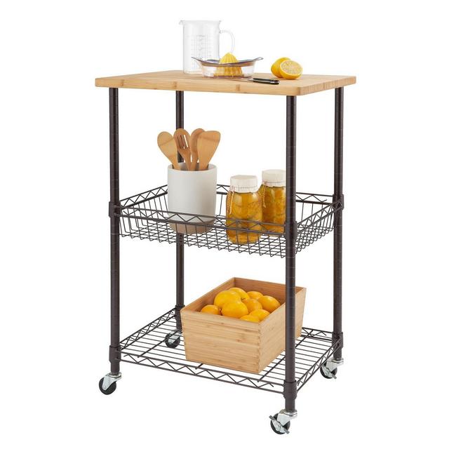 Trinity Basics Bamboo Top Kitchen Cart