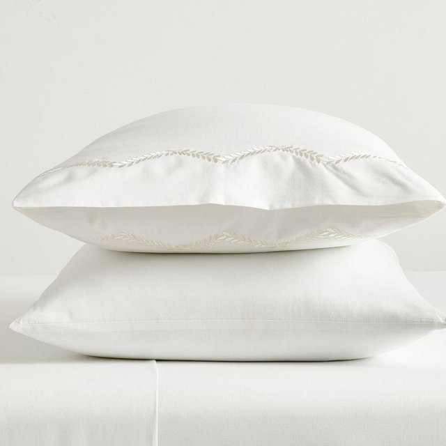 Monique Lhuillier Allegra Embroidered Pillowcases, White, King, Set of 2