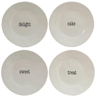 It's Just Words Ceramic Dessert Plates 9" White - Set of 4