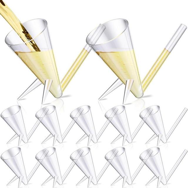 Gerrii 12 Pcs Clear Champagne Shooter Champagne Glasses with Stand Reusable Unbreakable Acrylic Champagne Flute Shooter for Christmas Bar Party Supplies Decor Bachelorette Party Gifts