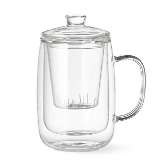 Double-Wall Glass Mug with Tea Strainer