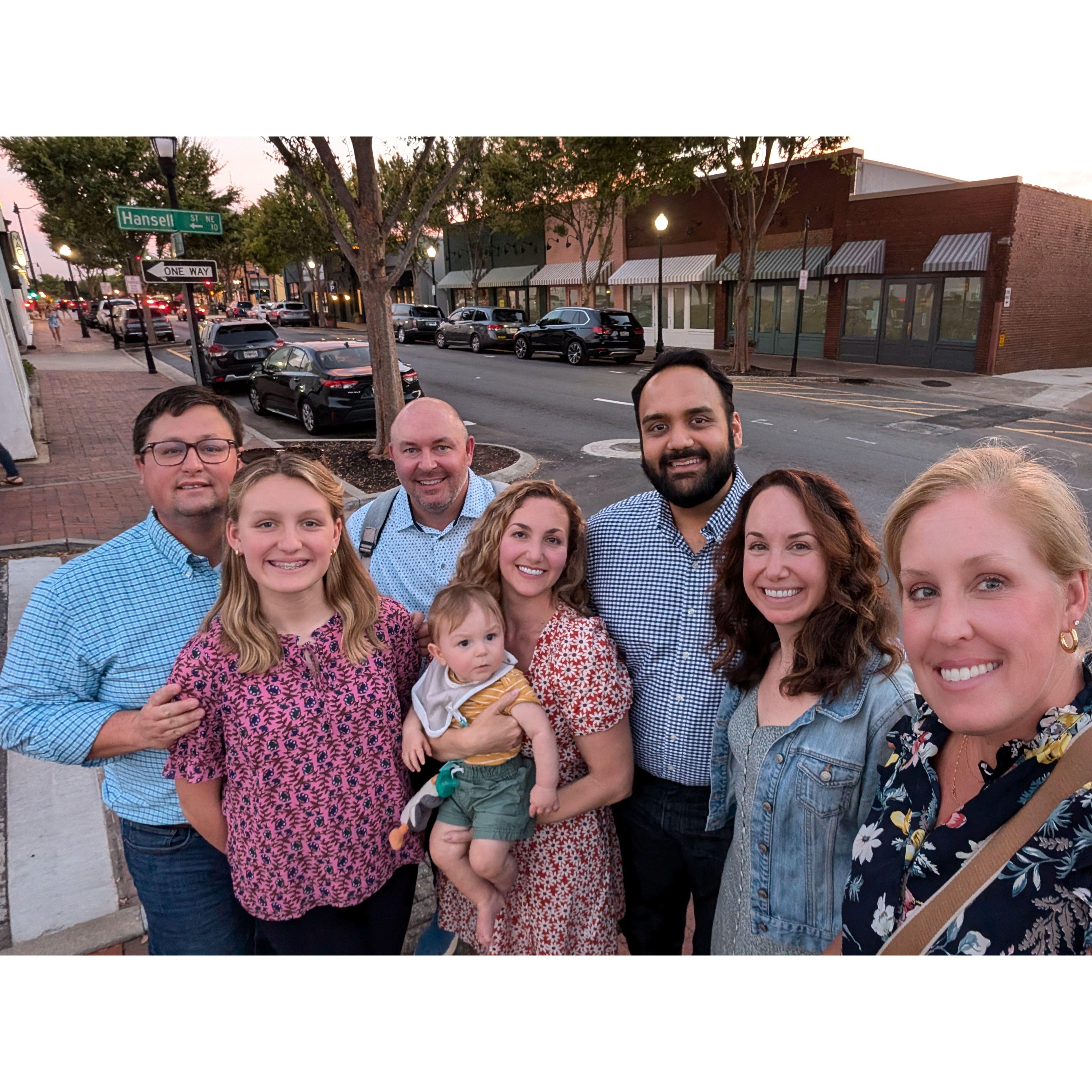 With the ladies who set us up - Katie and Ashley, the weekend of our engagement party hosted by Katie and Adam.