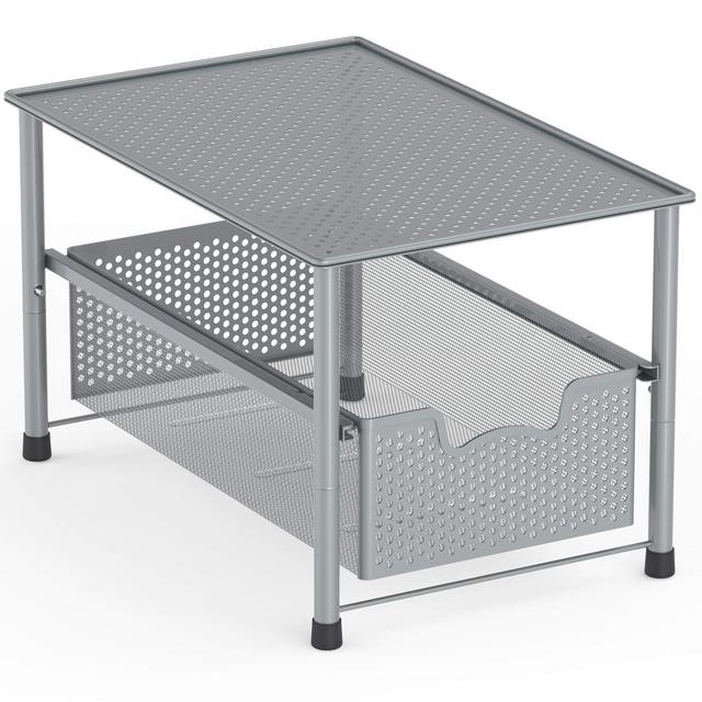 SimpleHouseware Stackable Under Sink Cabinet Sliding Basket Organizer Drawer, Silver