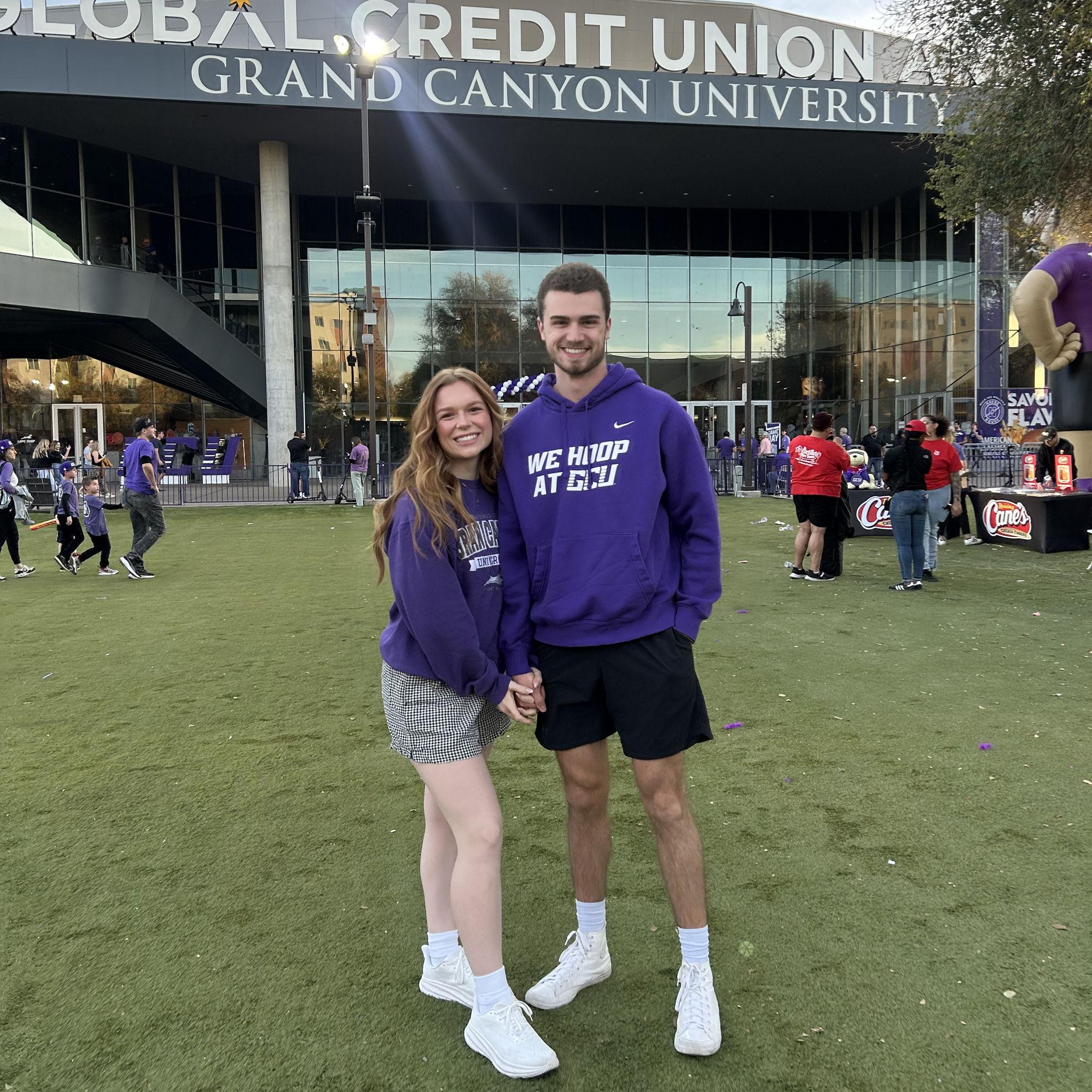 Cheering on the GCU basketball team with our friends in Arizona!