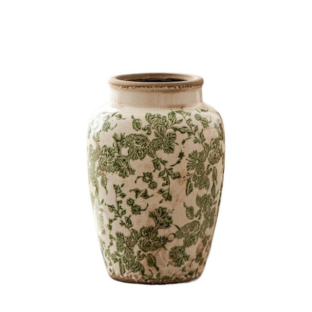 Blue and White Porcelain vase Ornament Living Room Flower Arrangement New Chinese Retro Ceramics Jingdezhen Advanced hydroponics Light Luxury (Blue Green)
