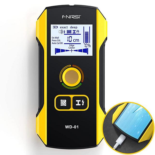 FNIRSI Stud Finder Wall Scanner - 6 in 1 Electronic Wall Wood Metal Stud Finder, Wall Detector with Updated Positioning Hole for Center and Edge of Wood AC Wire Metal Studs Joist Pipe