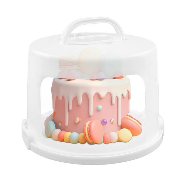 10 Inch Round Cake Carrier with Handle Two Sided Cake Holder Higher Cake Box Cake Transport Container Cake Stand with Cover Cake Plate with Dome Cake Tray with Lid Cake Keeper for Pie Cupcake