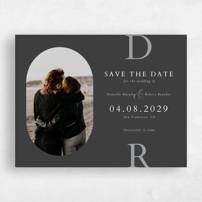 Dark Charcoal, Black Wedding Save the Date - Damon Photo