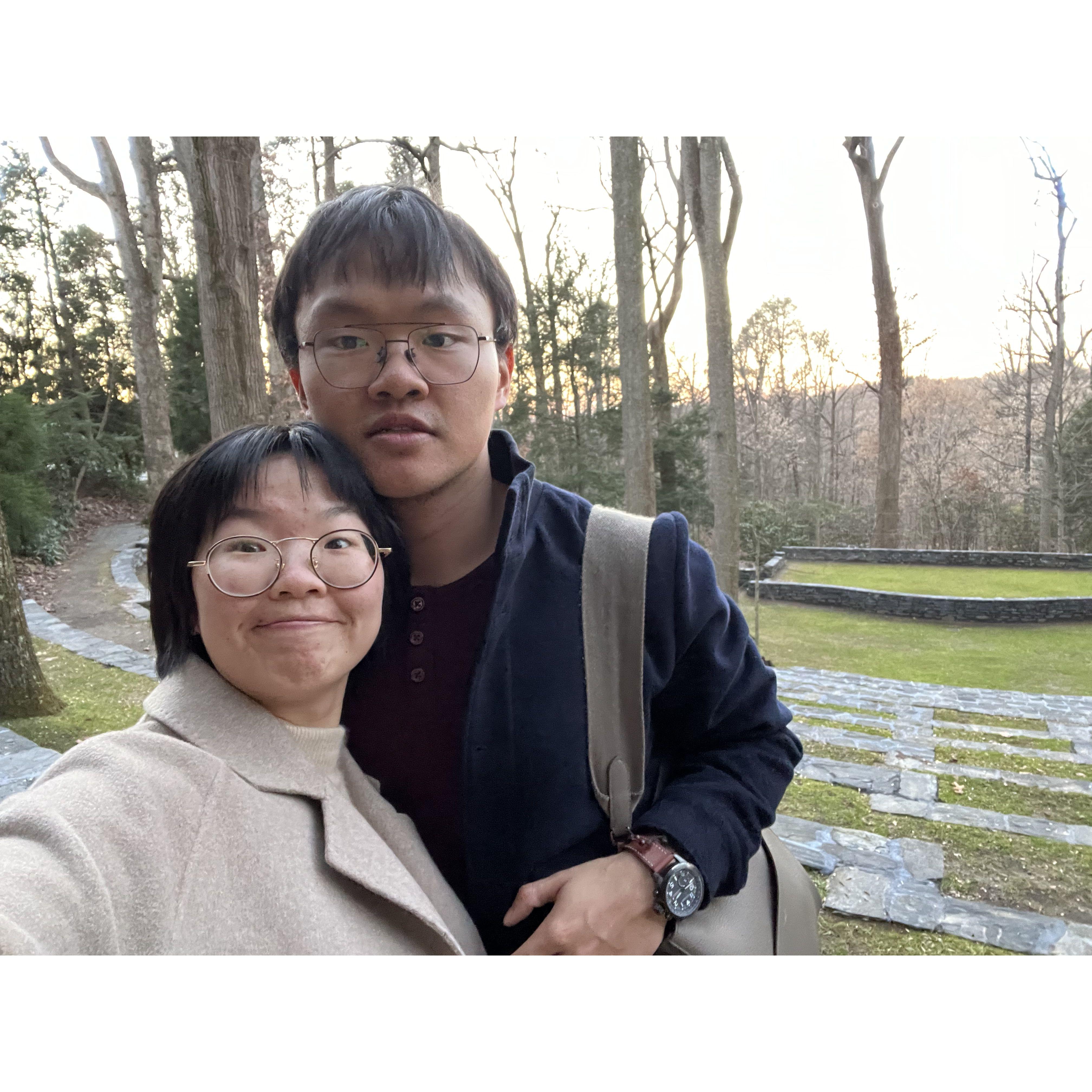 In search of each other's past ... at his college