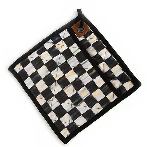 MACKENZIE-CHILDS Bistro Pot Holder, Decorative Hot Pad for Kitchen, Cute Kitchen Accessory, Black-and-White Courtly Check