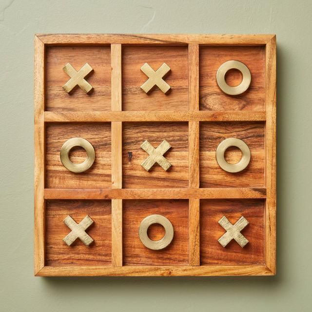 Brass and Wood Tic-Tac-Toe Game - 10pc - Hearth & Hand™ with Magnolia
