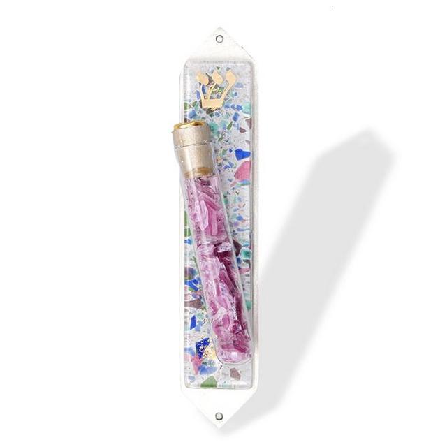 Fiesta Crushed Glass Wedding Mezuzah