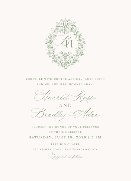 Lockwood Portrait | Bright Sage | Zola Wedding Invitations