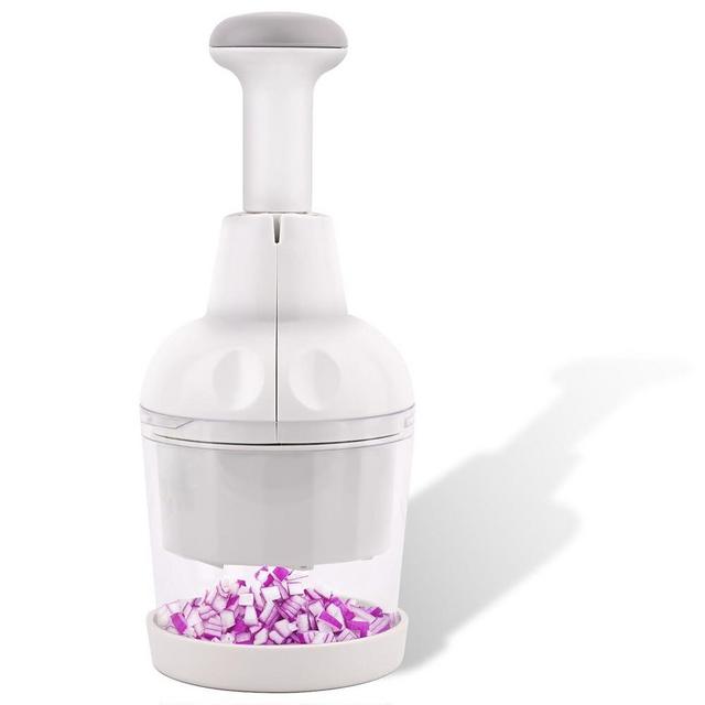 Chopper Vegetable Cutter Food Chopper with Container Onion Chopper Dicer Vegetable Chopper Veggie Chopper Garlic Chopper Nut Chopper Manual Hand, White