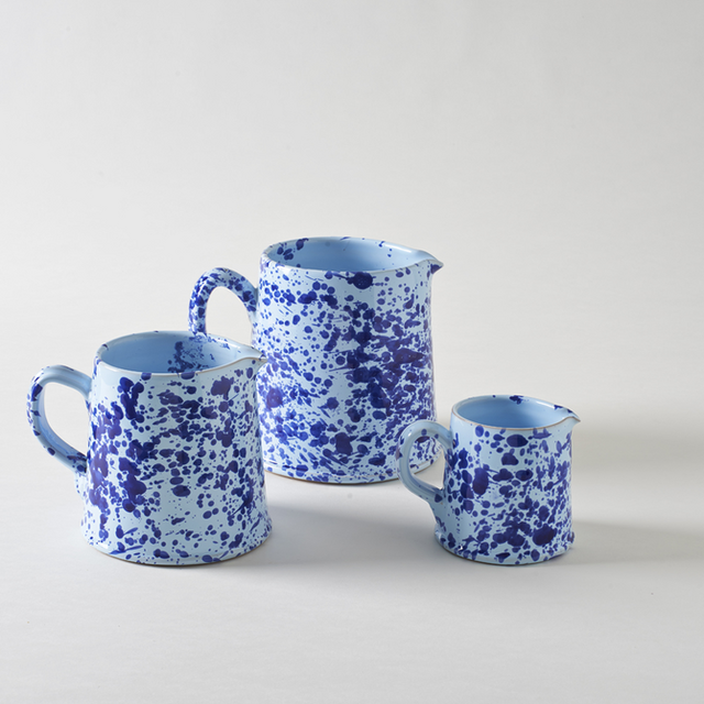 Blue on Blue Splatterware Pitcher - Large