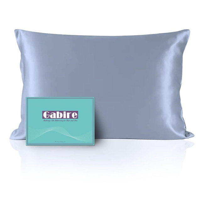 Gabire Mulberry Silk Pillow Cases for Hair and Skin Prevent Acne Pillowcase Both Sides Real Silk Pillowcases Organic Silk Pillow Cases with Hidden Zipper, Dusty Blue, Standard (20"×26")