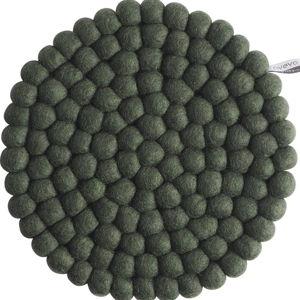 Round Wool Trivet Large, Moss Green