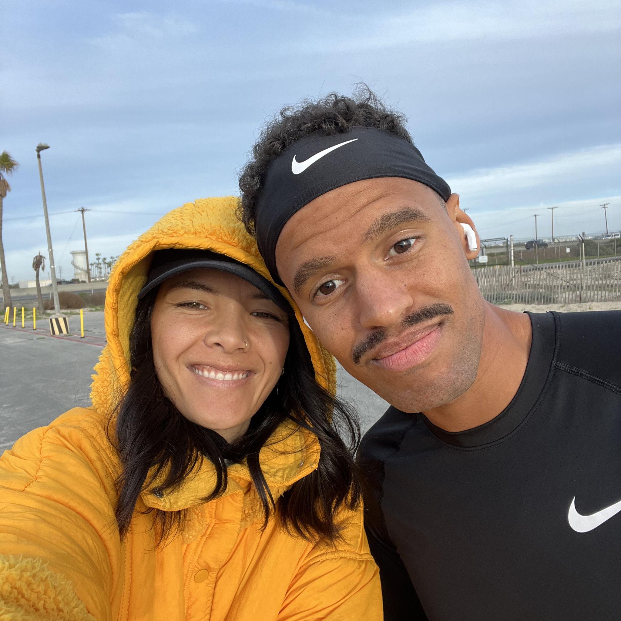 Me complaining about my butt being sore from sitting on the ebike for so long while Nathan is literally running 15+ miles to train for his marathon