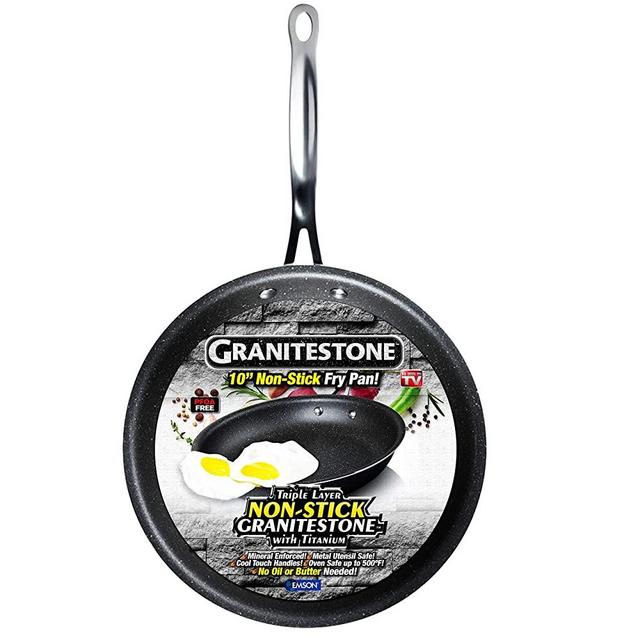 Granite Stone 10” Nonstick Frying Pan, Nonstick Skillet for Cooking, 100% PFOA Free Nonstick Fry Pan, Omelet Pan, Stay Cool Stainless Handle, Oven & Dishwasher Safe, Original As Seen on TV Granite Pan