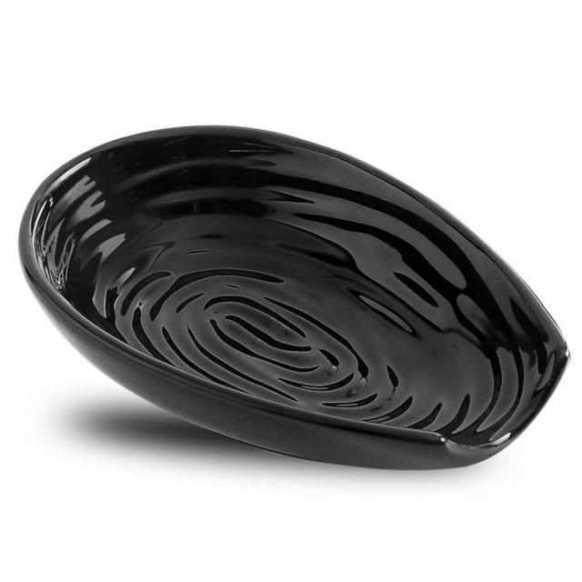 Hasense Spoon Rest for Stove Top, Spoon Holder for Kitchen Counter, Ceramic Cooking Spoon Holder for Ladle Spatula Tong and Spoon, Kitchen Utensil Rest for Home Coffee Bar Farmhouse Decor, Black