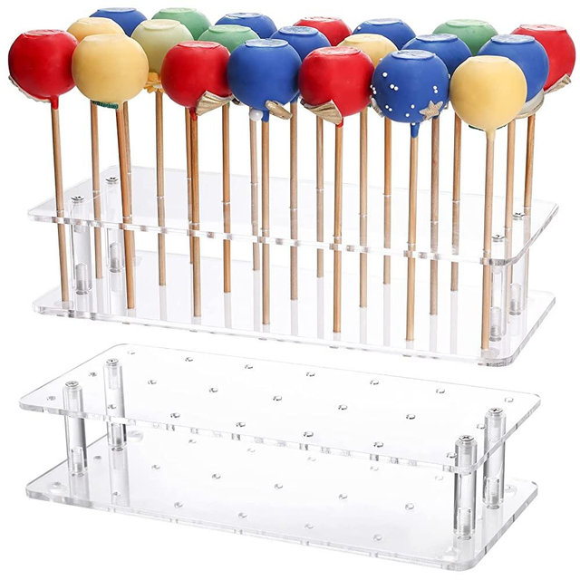 2-Pack Cake Pop Display Stand, 21 Hole Thick Clear Acrylic Lollipop Holder Weddings Baby Showers Birthday Parties Anniversaries Halloween Candy Decorative (Updated)