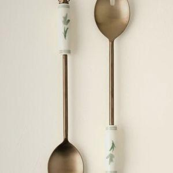Copper Floral Serving Utensil Set