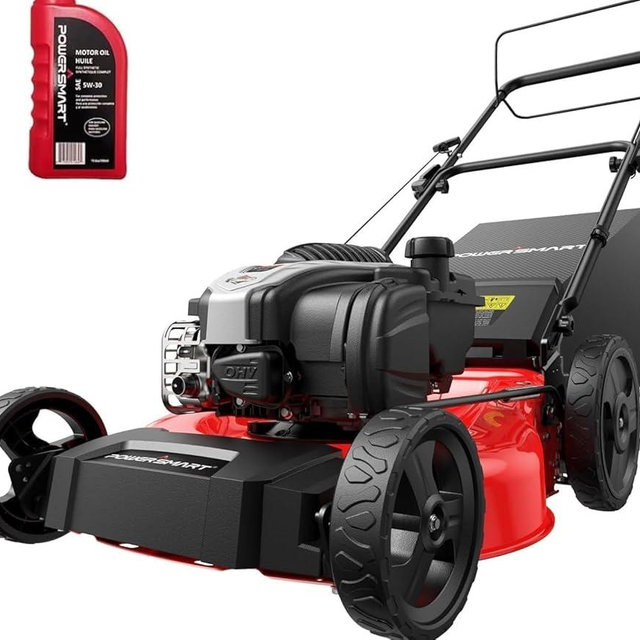 PowerSmart 21-Inch Gas Lawn Mower with B&S Engine, 3-in-1 (Bag/Mulch/Rear Discharge), Self-Propelled, 6 Cutting Heights, Durable Steel Deck, Rear-Wheel Drive