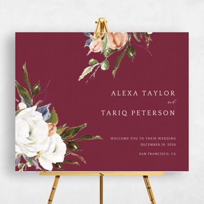Burgundy, Green Wedding Sign - Octavia Landscape