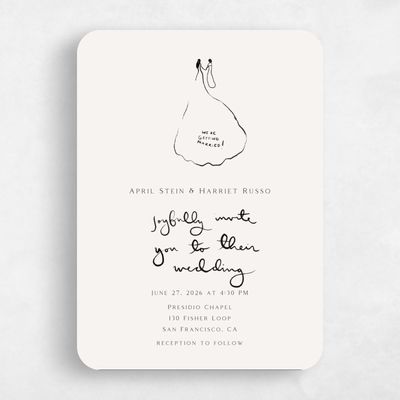 Beige Rounded Wedding Invitation - Dunluce Gowns