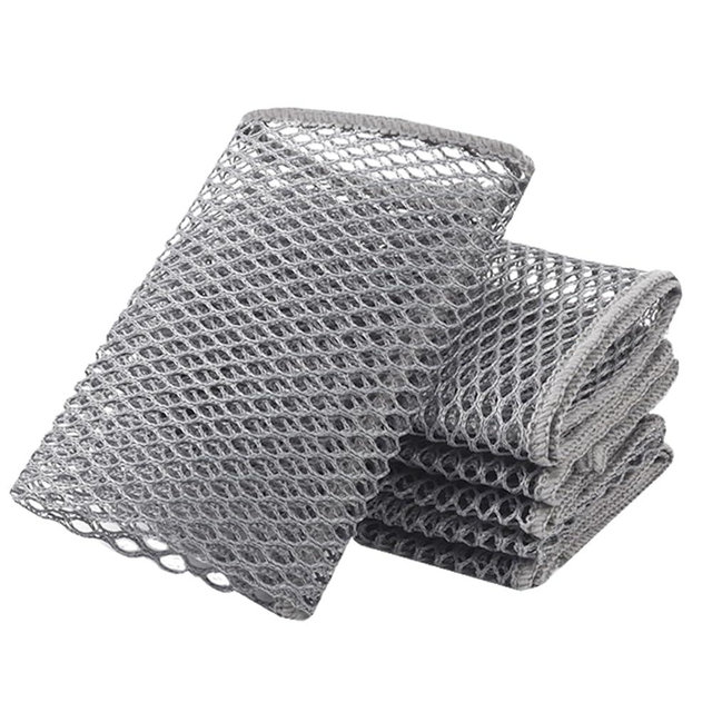 SUNLAND Netted Dish Cloths for Washing Dishes No Odor Dishes Scrubber for Kitchen-Fast Drying and Easy to Clean Mesh Dish Cloth 6 Pack 12Inch x12Inch Grey