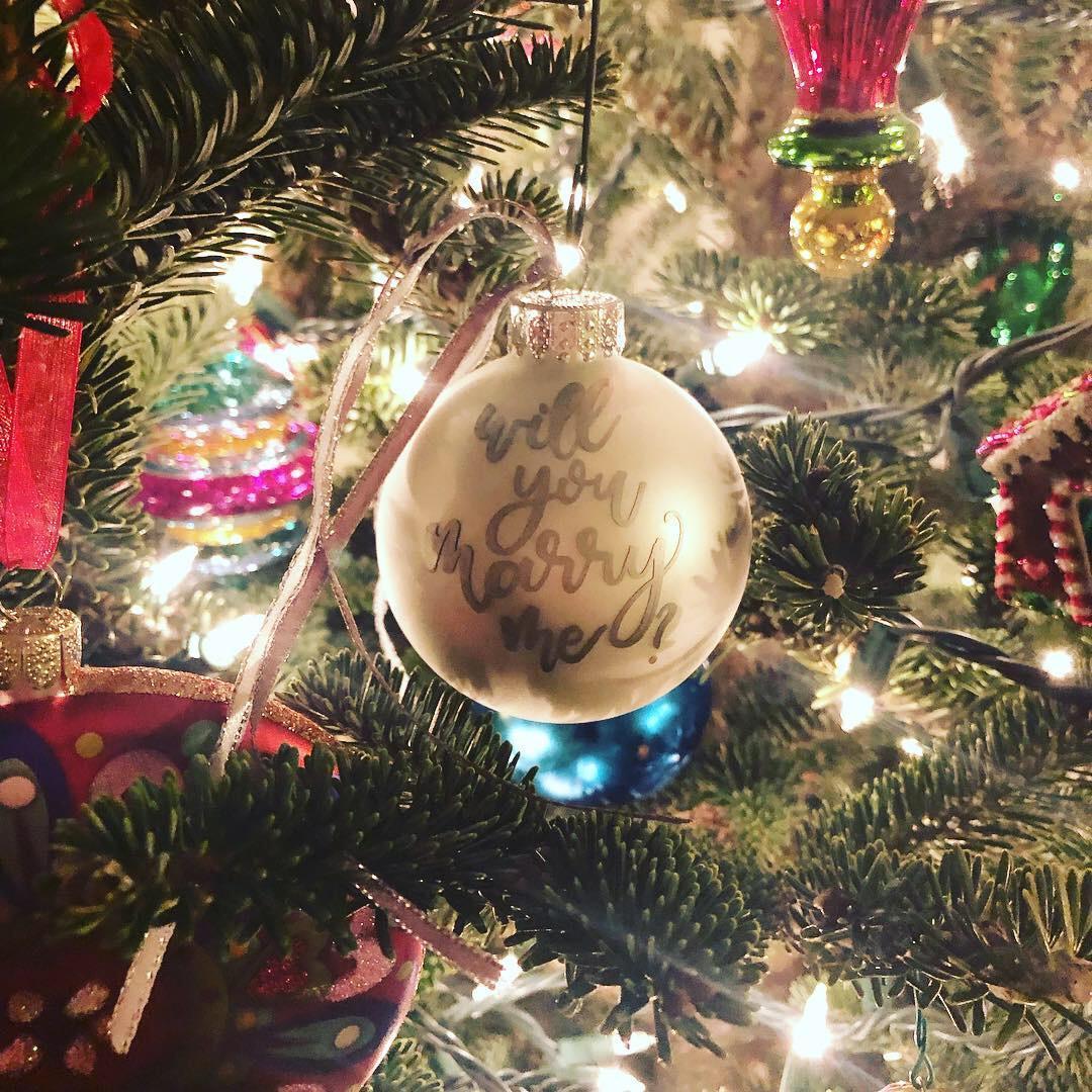 Jesse proposed with an ornament he had made