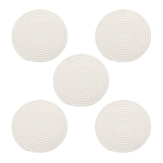 PATIKIL Trivets for Dishes 8 Inch, 5 Pack Trivets Mat for Pots and Pans Heat Resistant Hot Pads Pot Holders for Kitchen Table Counter, White