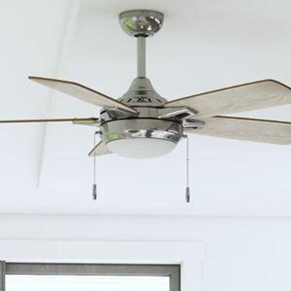 Harbor Breeze Audiss 44-Inches Brushed Nickel with Driftwood/Nutmeg Blades Color-Changing Integrated LED Fixture Indoor Downrod mount Standard Ceiling Fan With Light ( 5 -Blade)