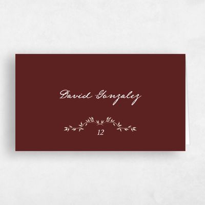 Maroon, Red Wedding Place Card - Margot