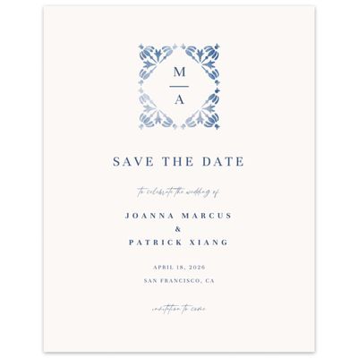 Dark Cobalt, Blue Wedding Digital Save the Date - Elio Portrait