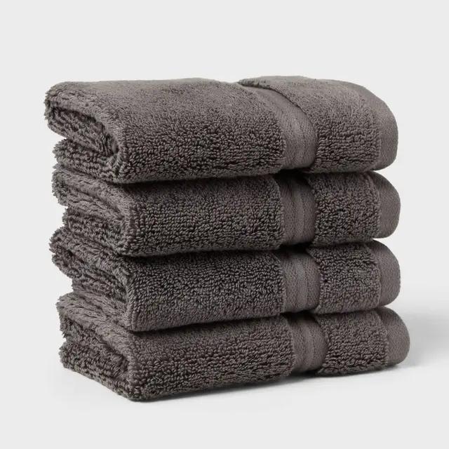4pk Spa Plush Washcloth Set Dark Gray - Threshold™