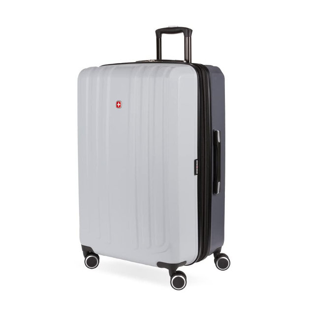 SwissGear 8028 Hardside Expandable Sinner Luggage, Light Grey/Ash Grey, Checked-Large 28-Inch