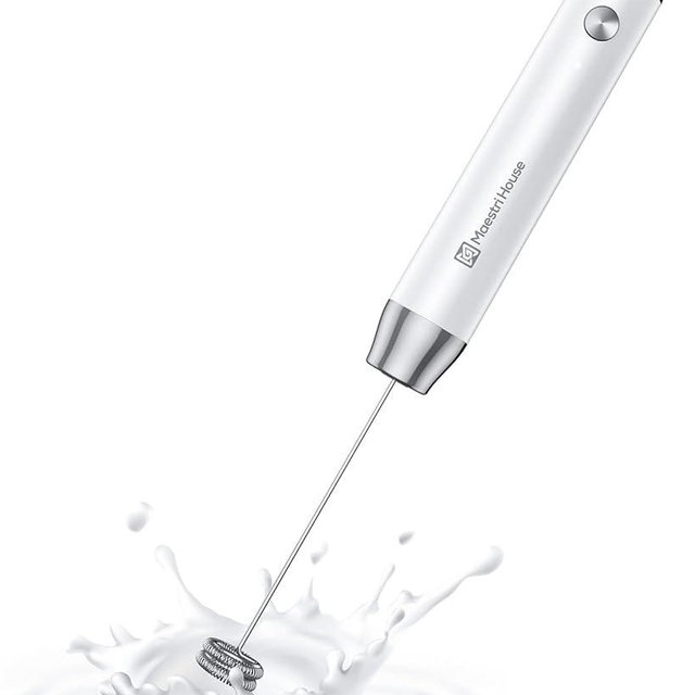 Maestri House Rechargeable Milk Frother, Handheld Electric Foam Maker Waterproof Detachable Stainless Steel Whisk Drink Mixer Foamer for Lattes, Cappuccino, No Stand